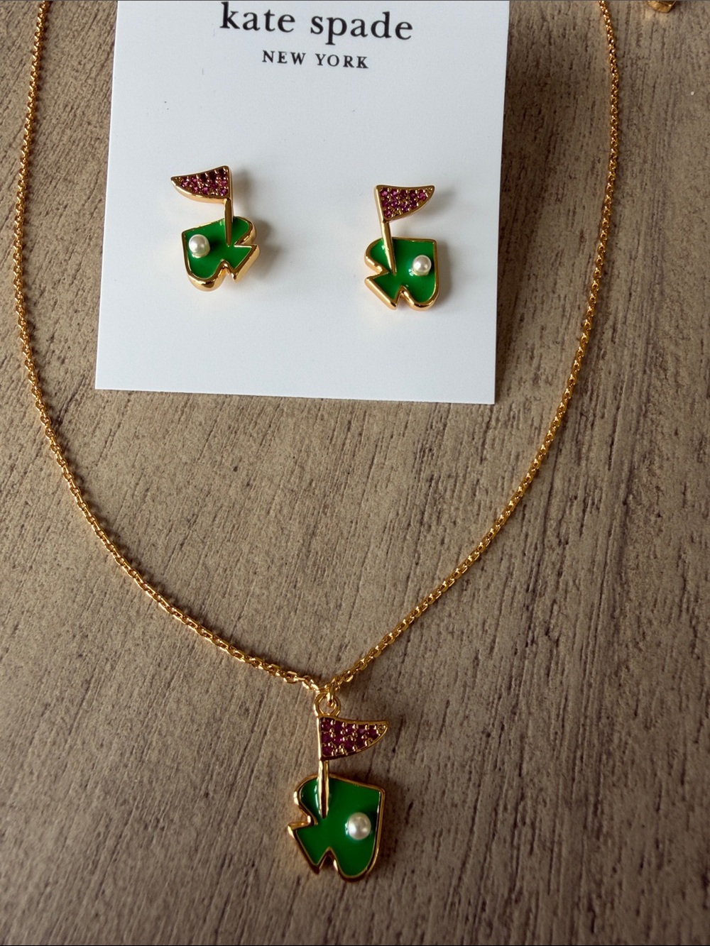 Kate Spade Hole in One Necklace and Earrings Set NWT